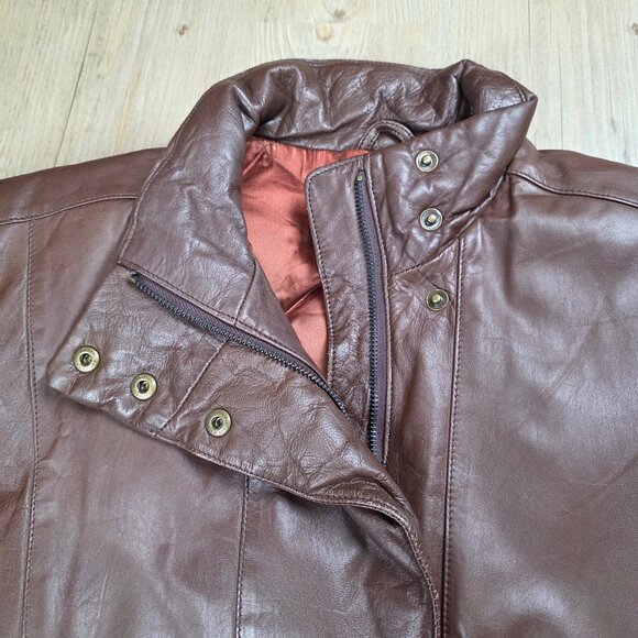 Eddie Bauer Vintage Women's Jacket Leather Winter Down-filled - Picture 4 of 13